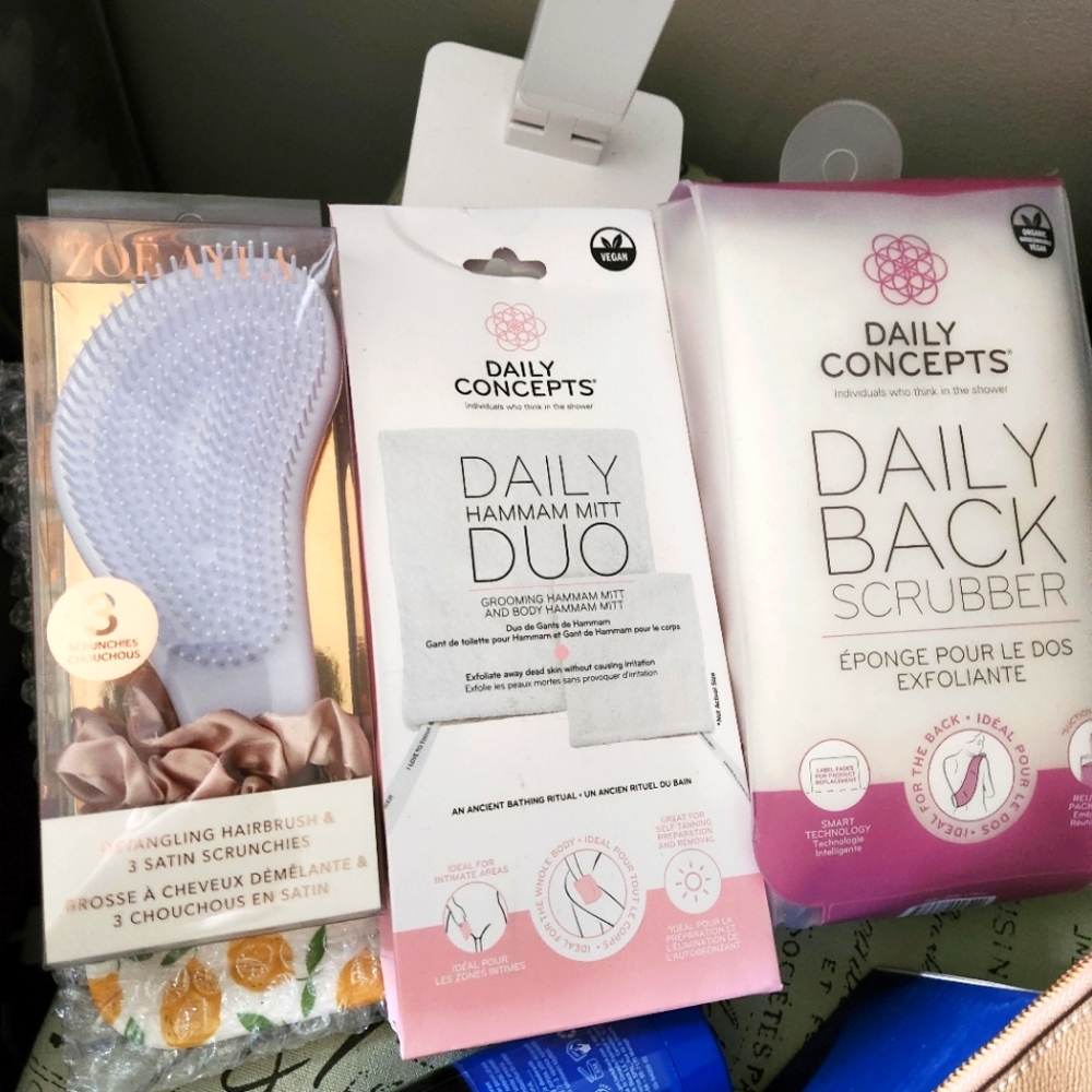 💖💖 BNIB Relaxation & Hygiene Bathroom Bundle Brush, Hammam Mitt, Back Scrubber